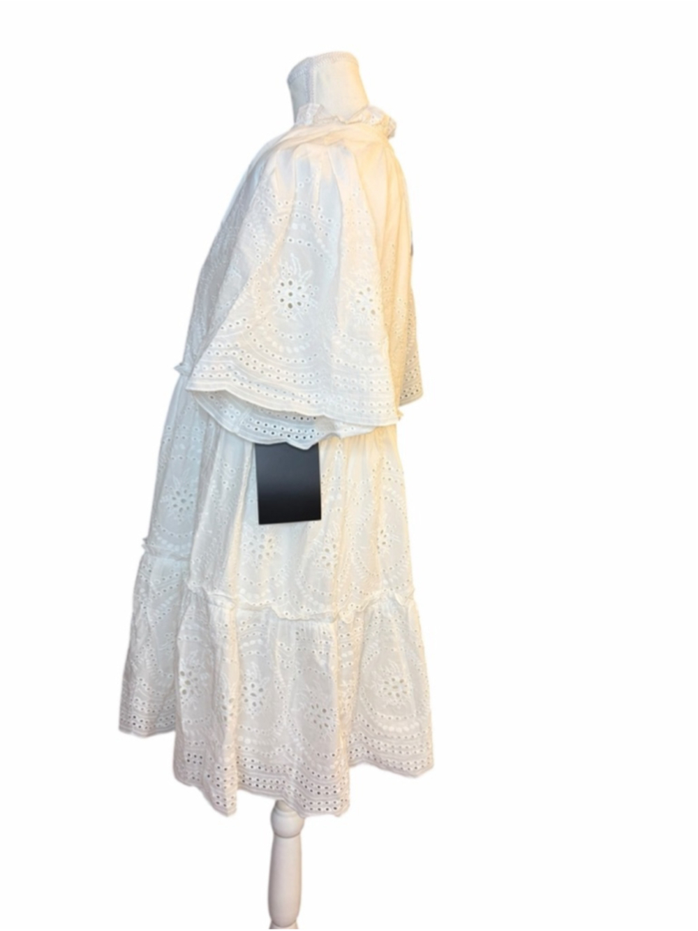 Tuckernuck White Eyelet Crawford Dress Cotton Tiered Mini XS - Picture 3 of 9